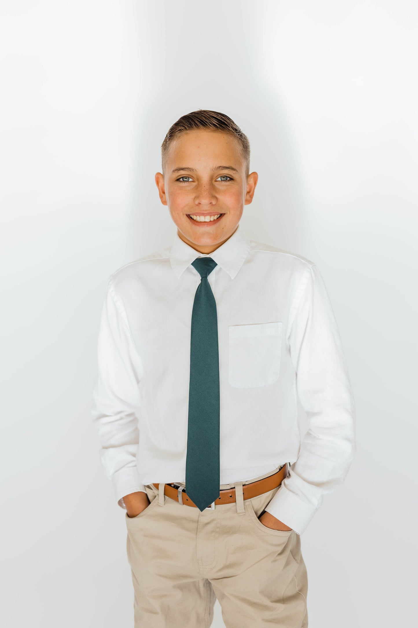 Pine Green Boys Pre-tied Tie