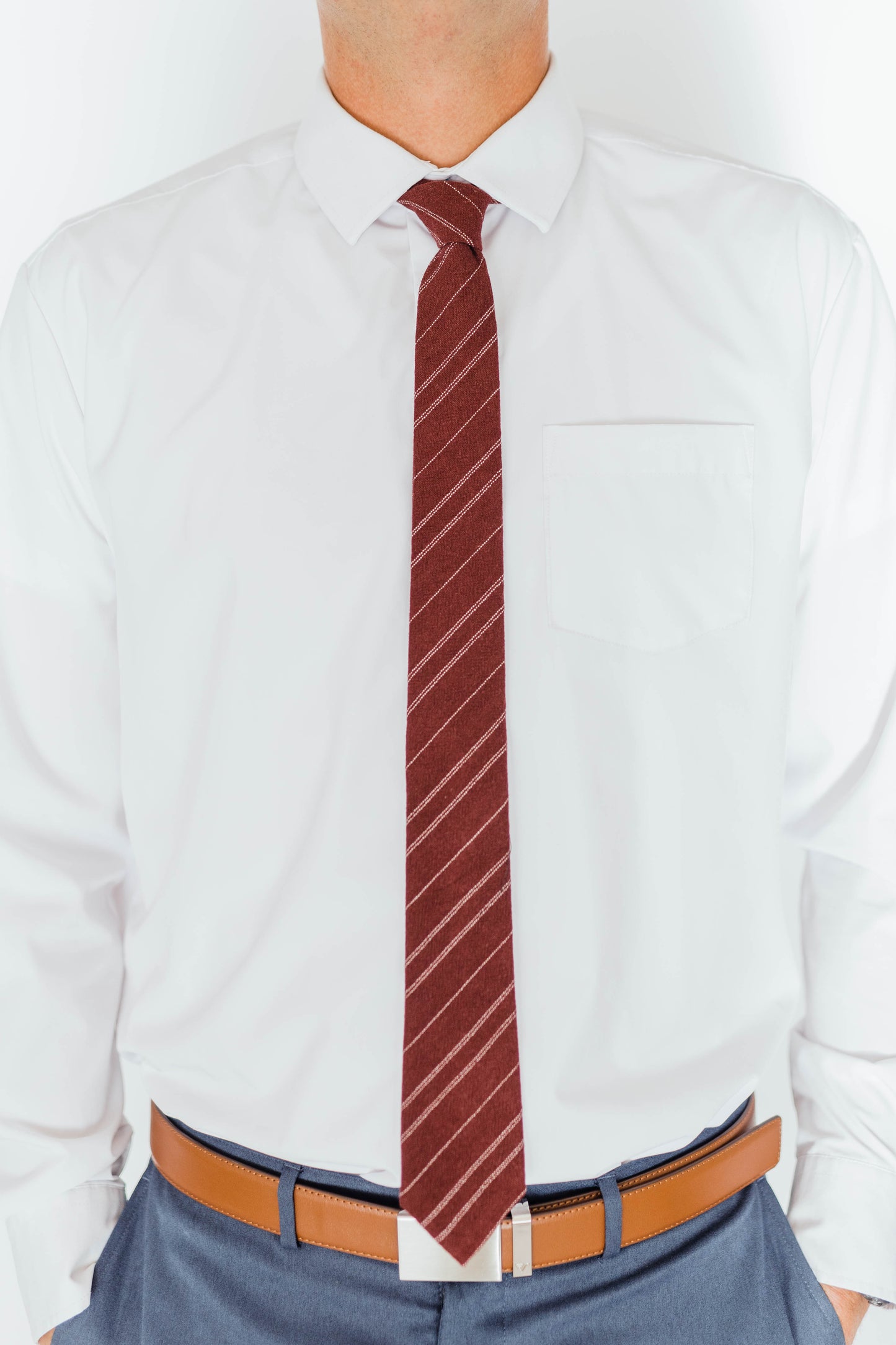 Maroon Stripe Mens Tie