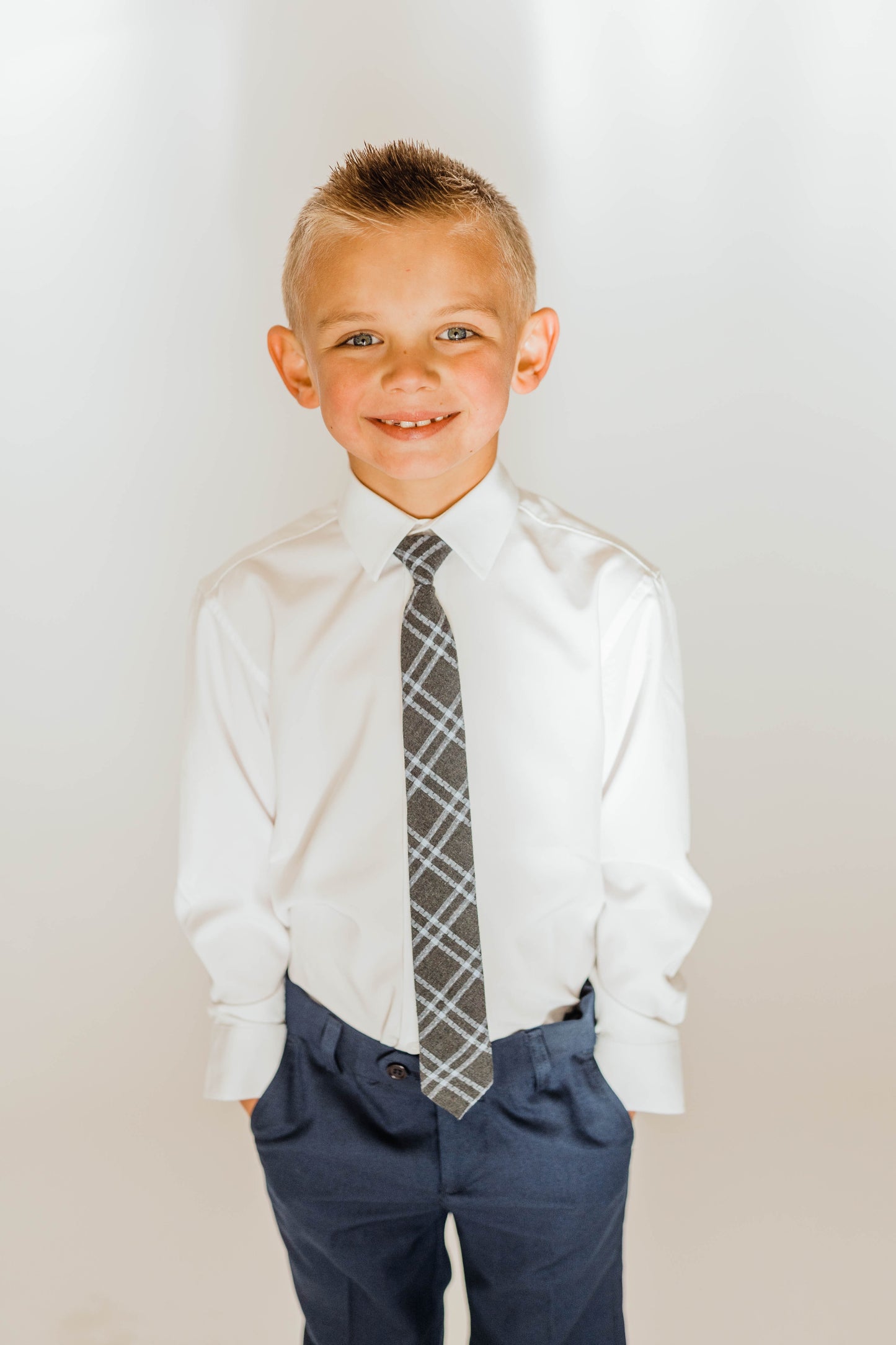 Weston Blue Plaid Boys Pre-Tied Tie