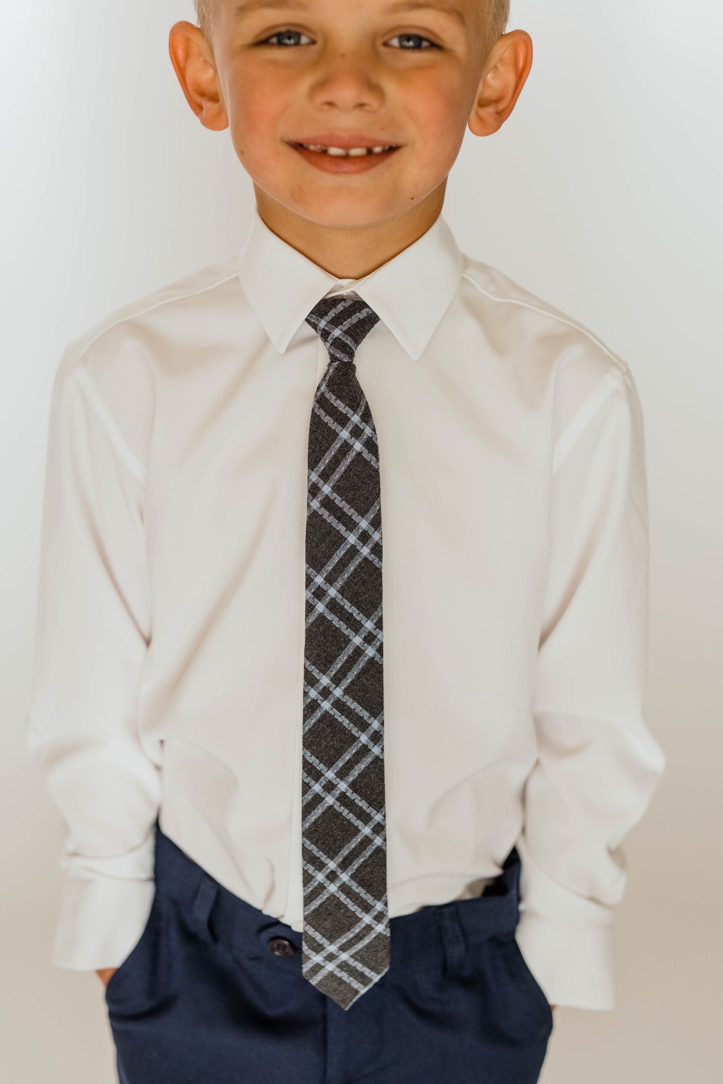 Weston Blue Plaid Boys Pre-Tied Tie