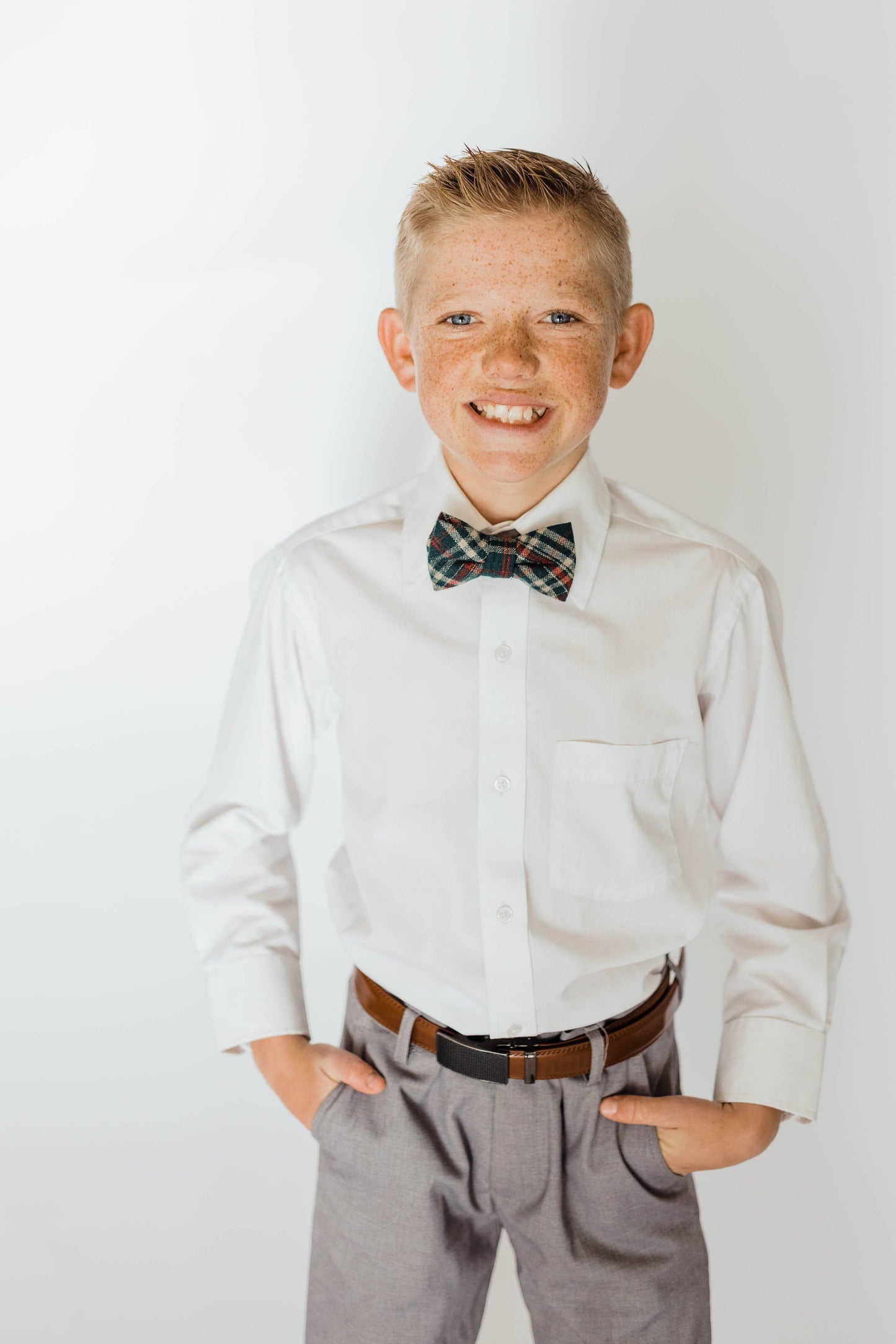 Mistletoe Plaid Boys Bow Tie