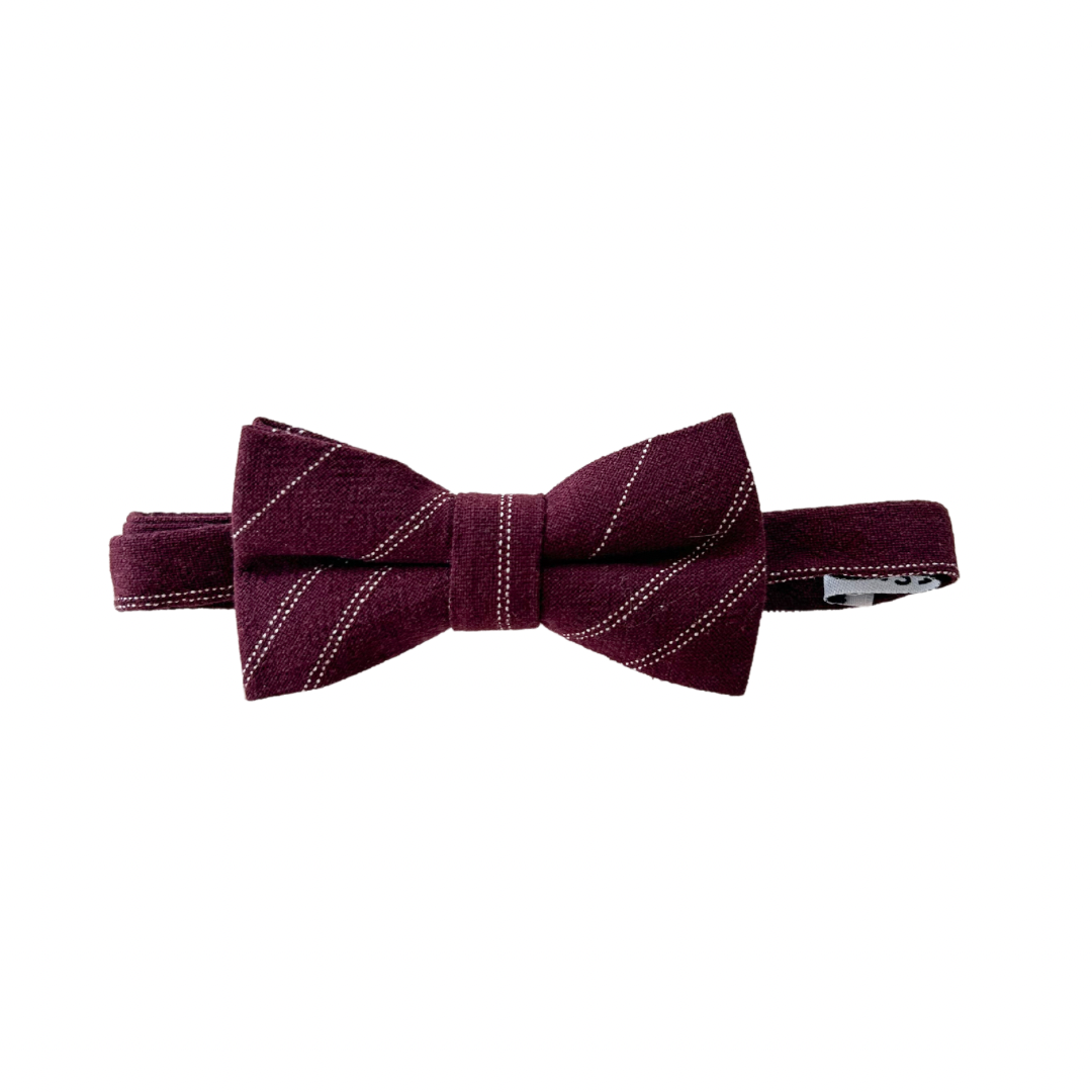 Maroon Stripe Boys Bow Tie
