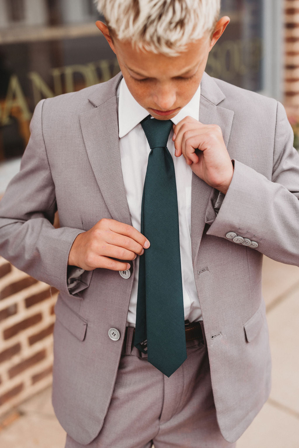 Pine Green Boys Regular Tie