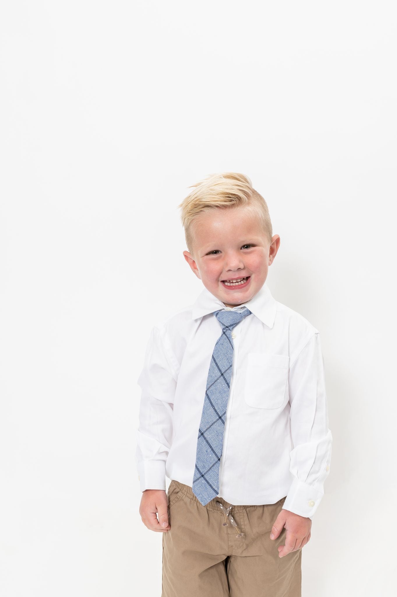 Azure Grid Boys Tie