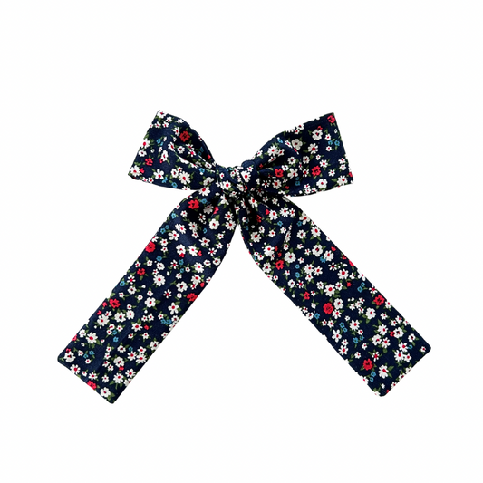 Freedom Floral Long Tail Hair Bow Clip