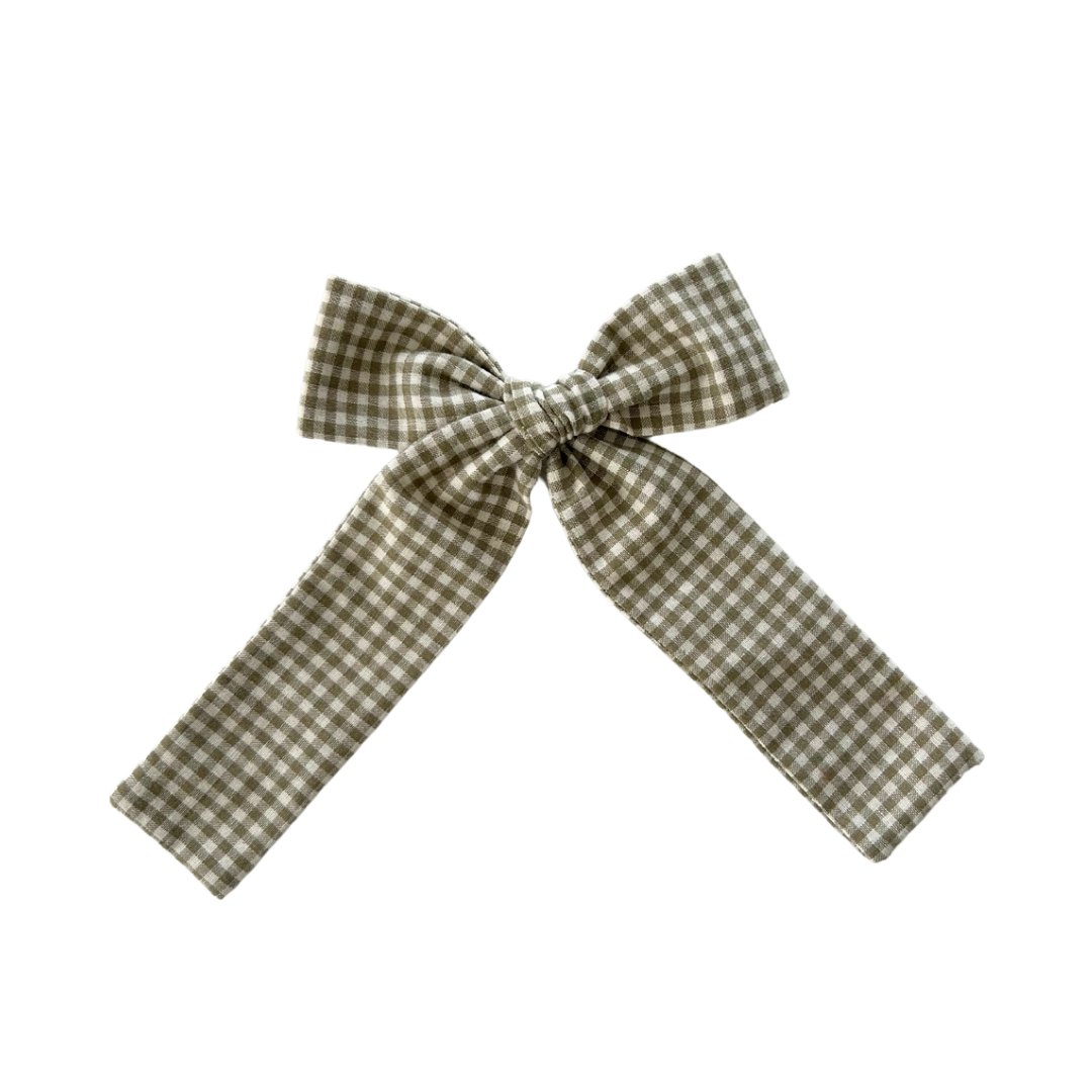 Jack Green Gingham Long Tail Hair Bow Clip