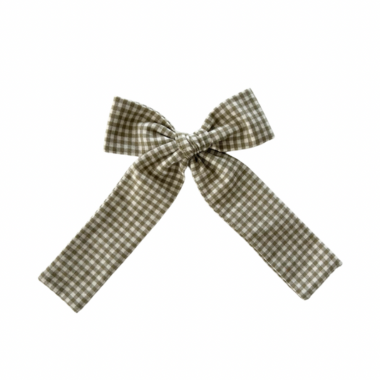 Jack Green Gingham Long Tail Hair Bow Clip