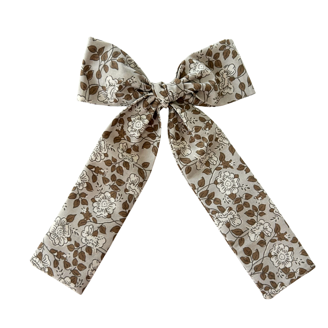 Wren Floral Long Tail Hair Bow Clip
