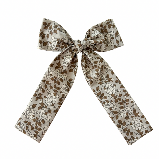 Wren Floral Long Tail Hair Bow Clip