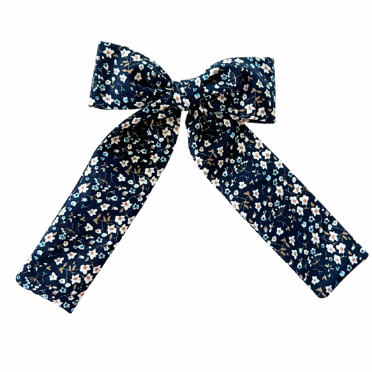 Hayes Floral Long Tail Hair Bow Clip