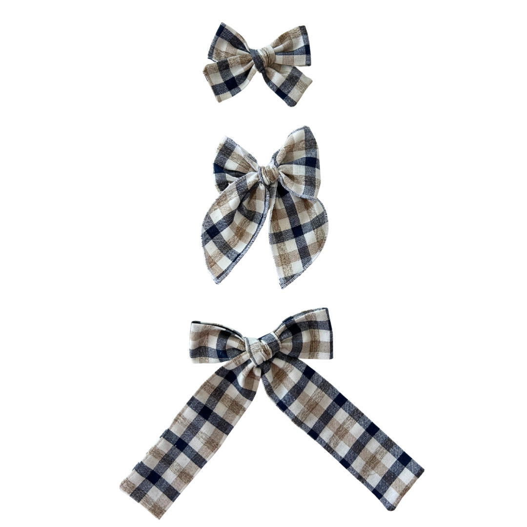 Riggs Plaid Long Tail Hair Bow Clip