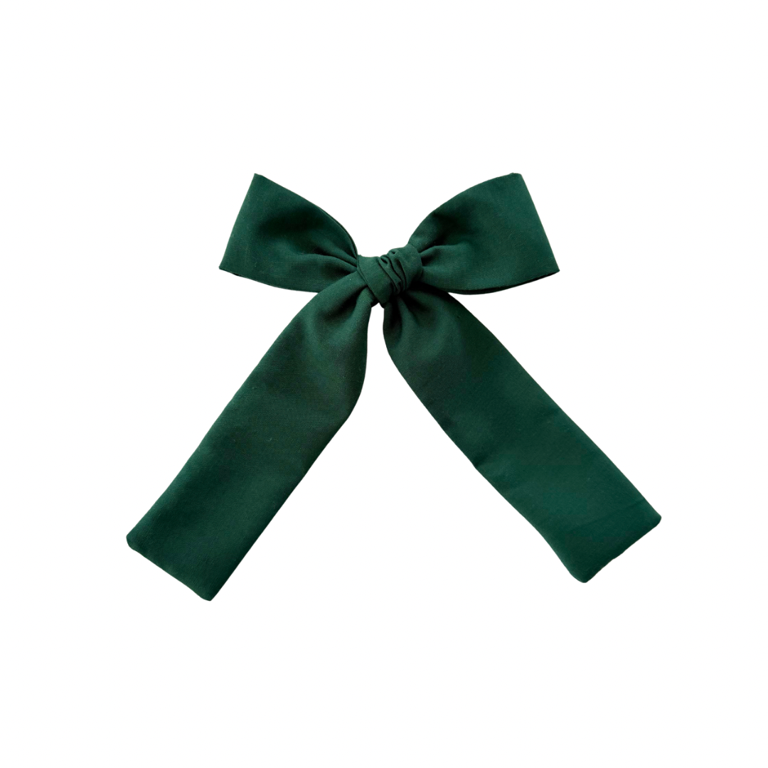 Evergreen Long Tail Hair Bow Clip