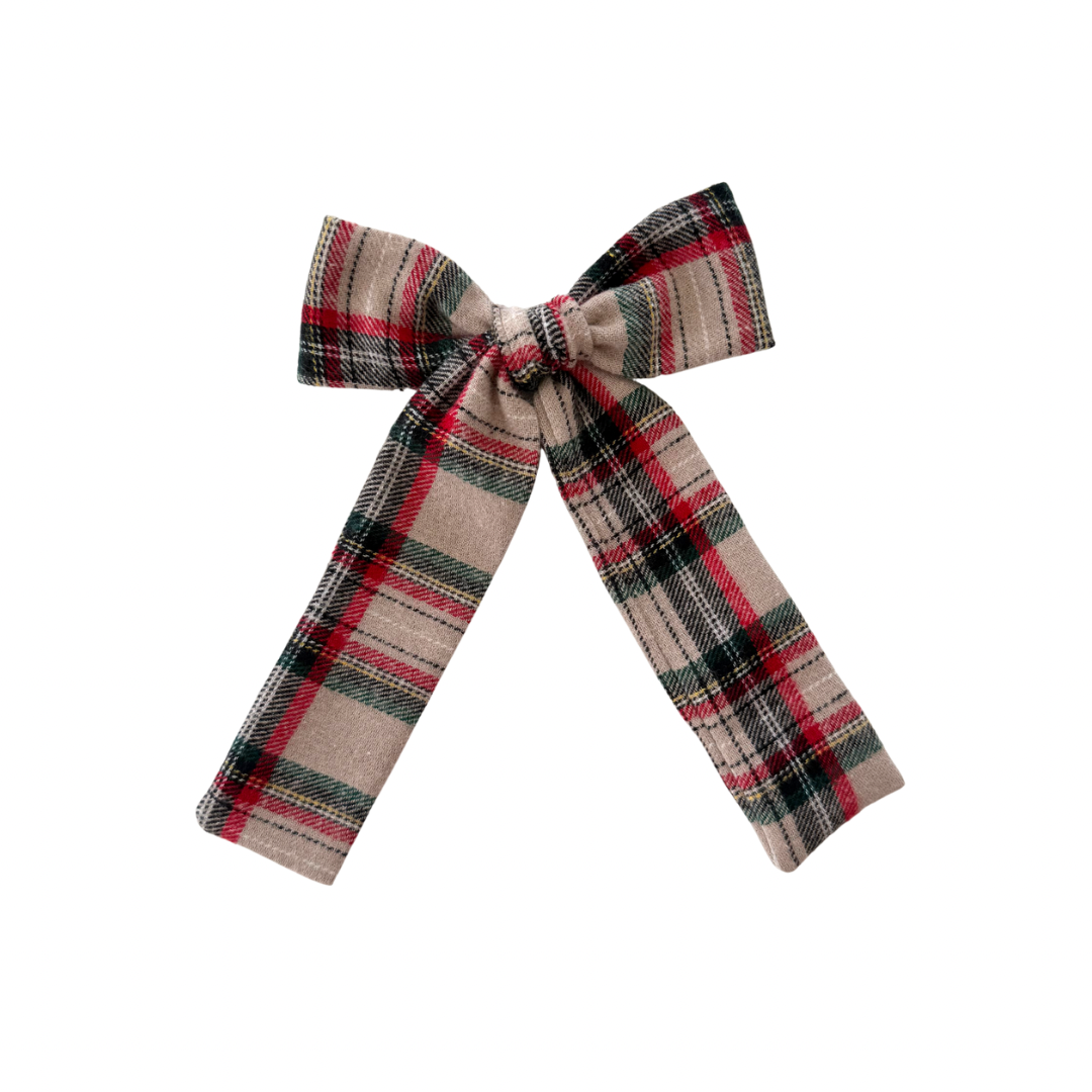 Dasher Plaid Long Tail Hair Bow Clip