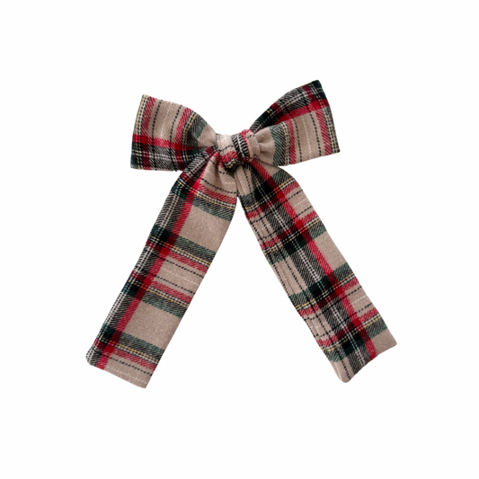 Dasher Plaid Long Tail Hair Bow Clip