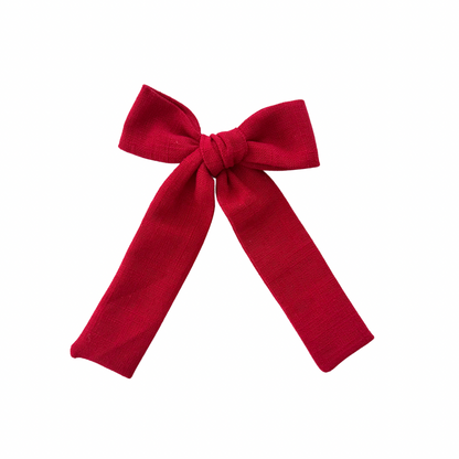 Nicholas Red Long Tail Hair Bow Clip