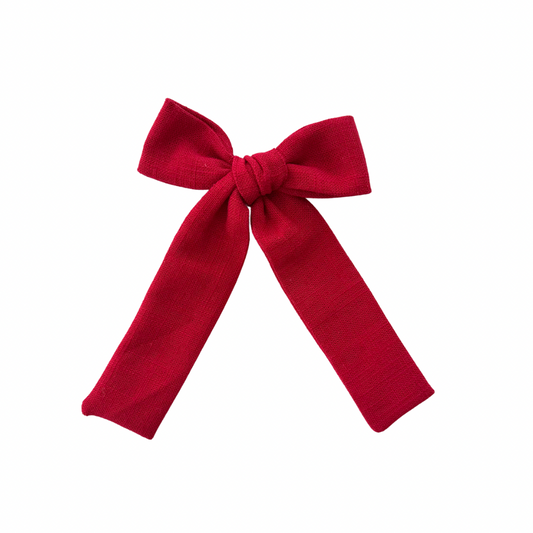Nicholas Red Long Tail Hair Bow Clip