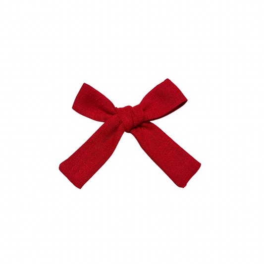 Nicholas Red Mini Long Tail Hair Bow Clip