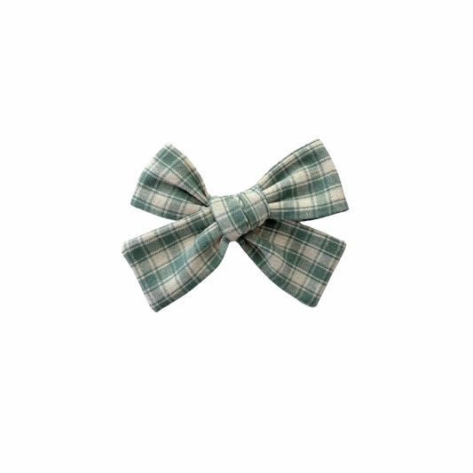 Green Gingham Petite Hair Bow