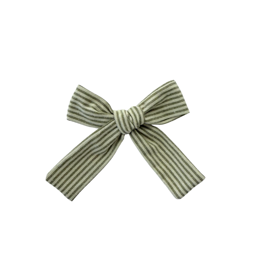Carson Stripe Mini Long Tail Hair Bow Clip