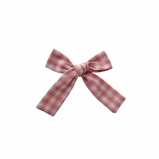 Claire Gingham Mini Long Tail Hair Bow Clip