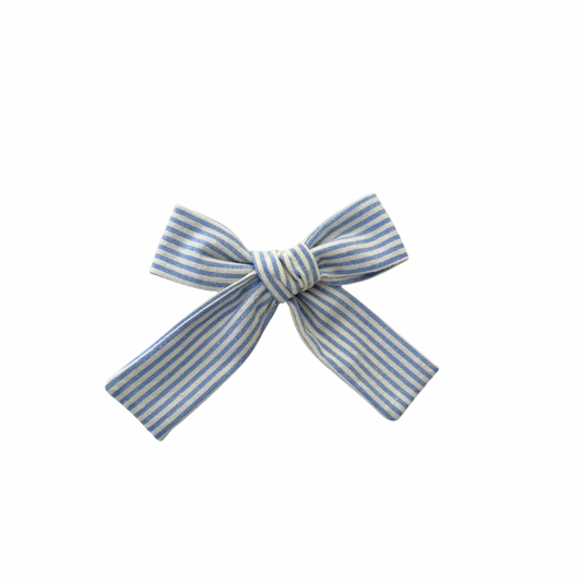 Levi Stripe Mini Long Tail Hair Bow Clip