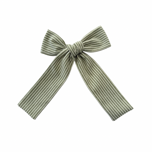 Carson Stripe Long Tail Hair Bow Clip