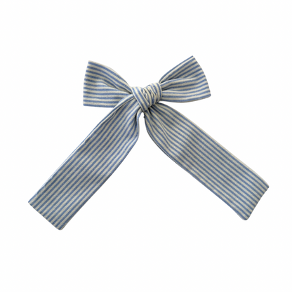 Levi Stripe Long Tail Hair Bow Clip