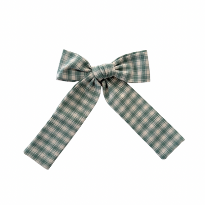 Finn Gingham Long Tail Hair Bow Clip