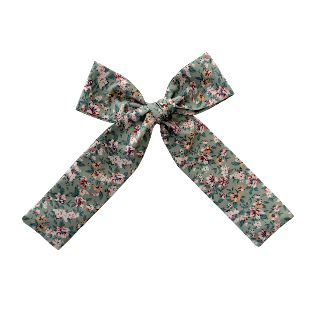 Kai Floral Long Tail Hair Bow Clip