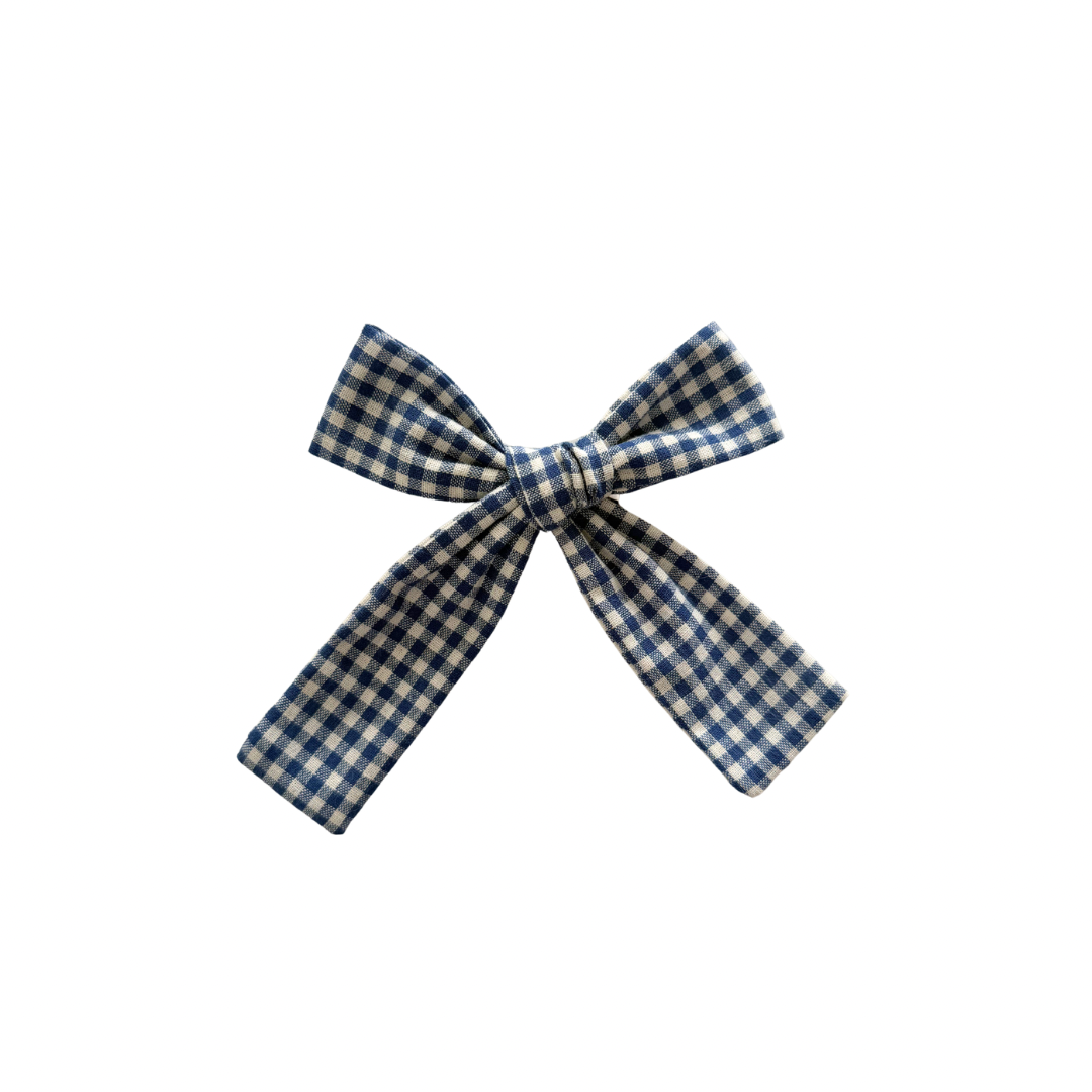 Miles Gingham Mini Long Tail Hair Bow Clip