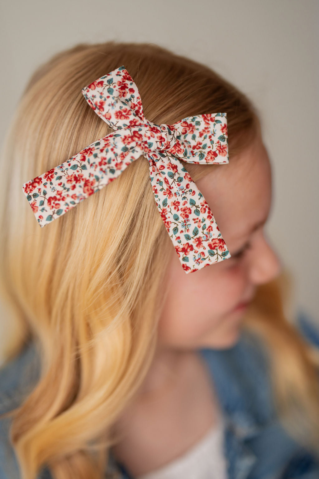 Brooks Floral Mini Long Tail Hair Bow Clip