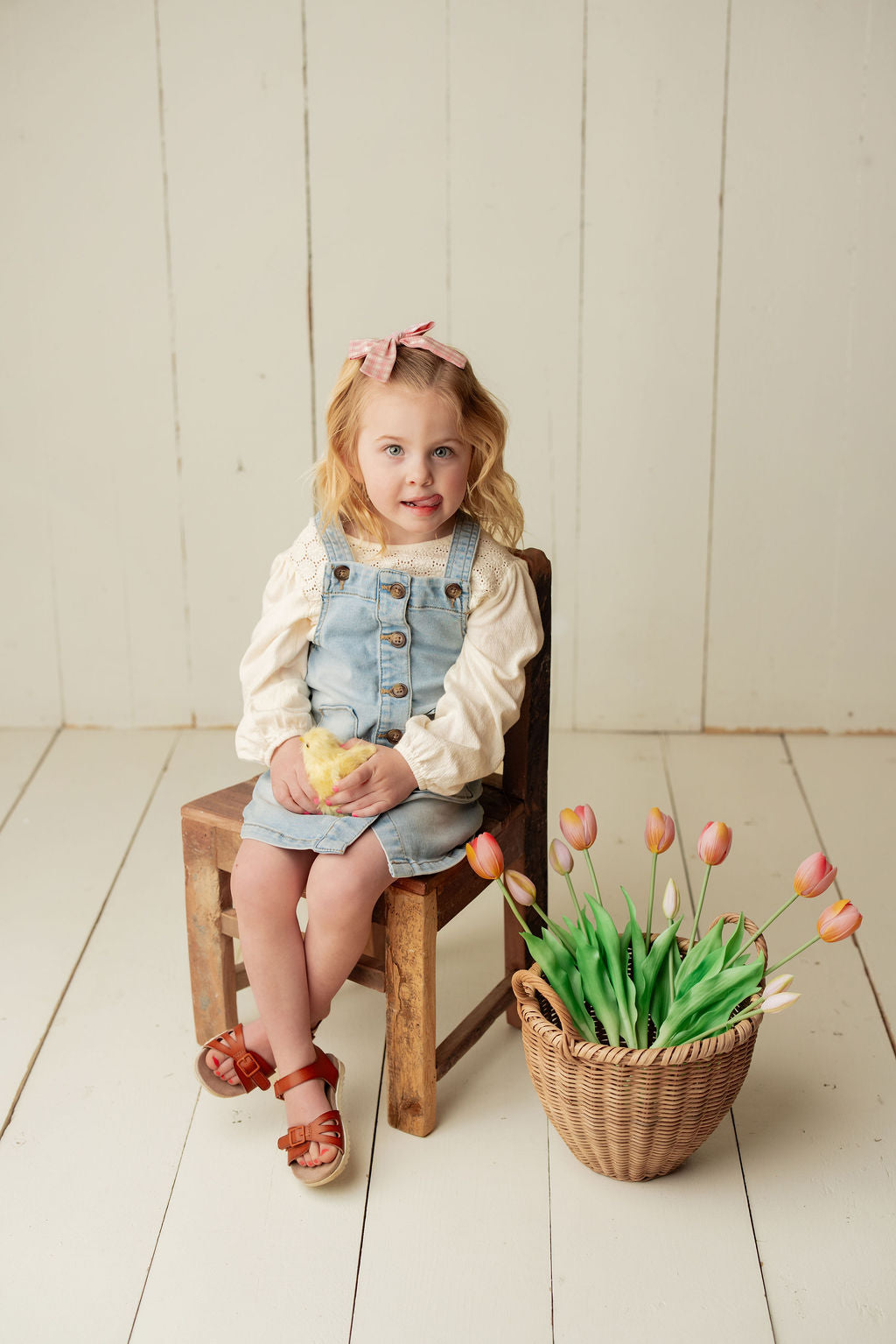 Claire Gingham Mini Long Tail Hair Bow Clip