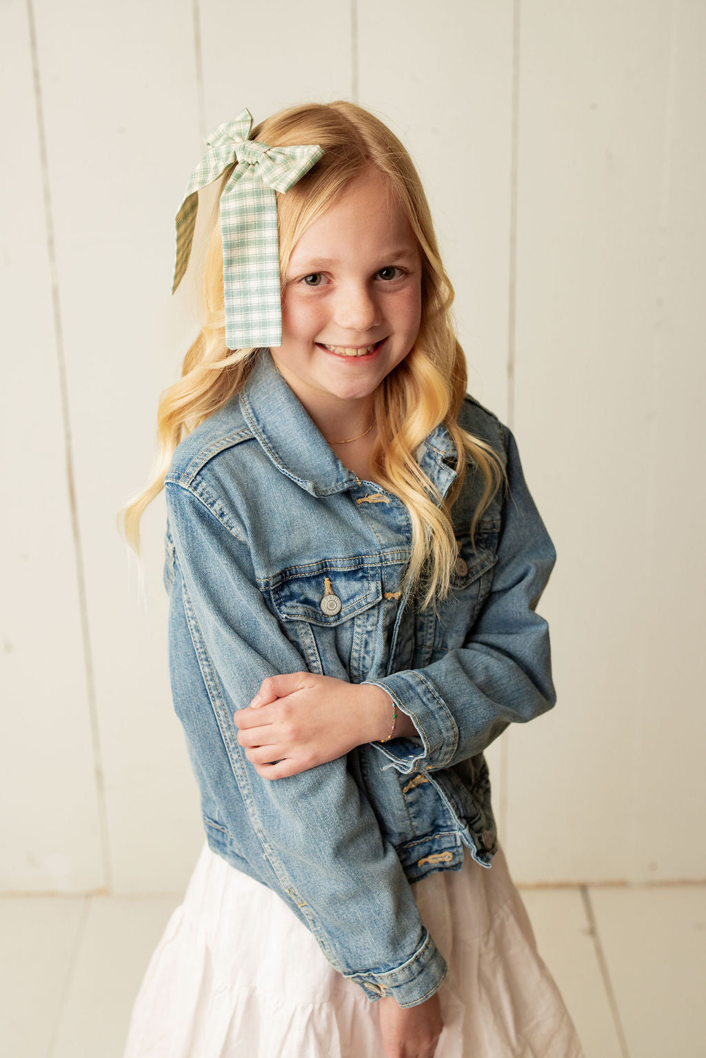 Finn Gingham Long Tail Hair Bow Clip