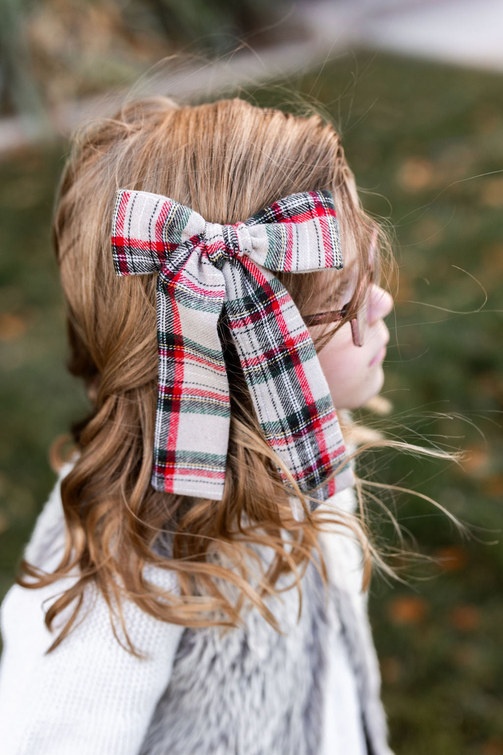 Dasher Plaid Long Tail Hair Bow Clip