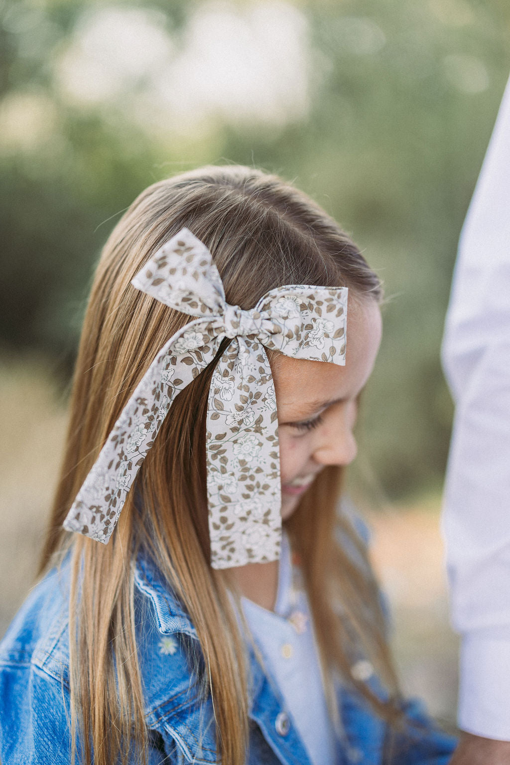 Wren Floral Long Tail Hair Bow Clip