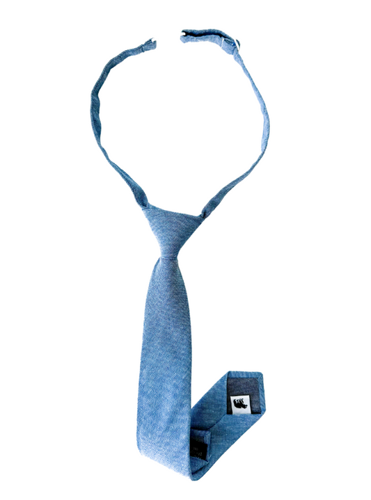 Jackson Blue Linen Boys Pre-Tied Tie