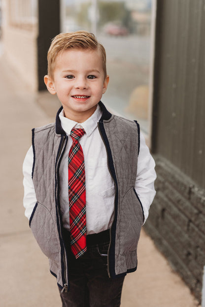 Classic Christmas Plaid Boys Pre-tied Tie (2024)