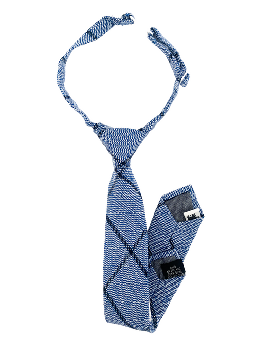 Azure Grid Boys Pre-Tied Tie