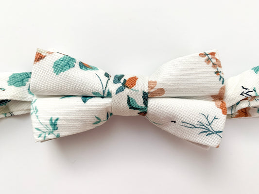 Salmon Floral Bow Tie