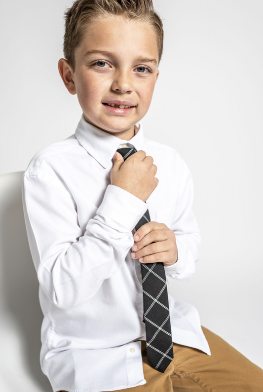 Carbon Grid Boys Tie